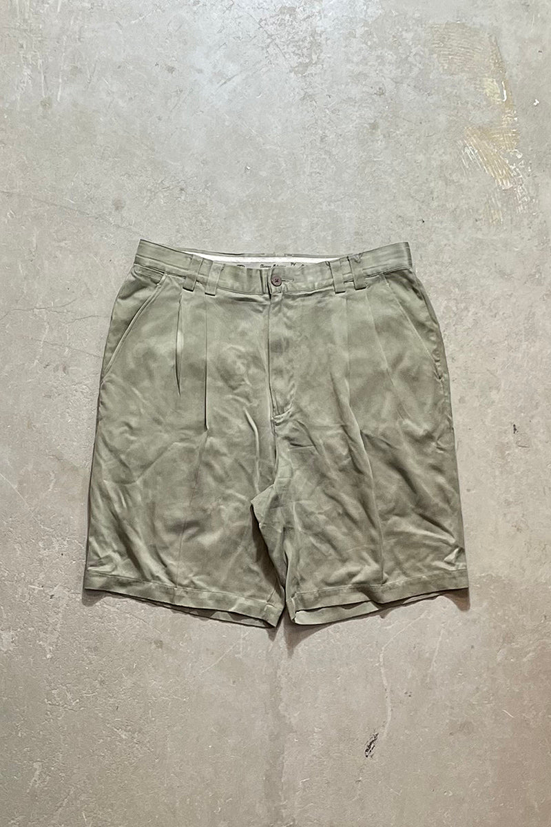 90'S TUCK SILK SHORTS / KHAKI [SIZE: 32 USED]