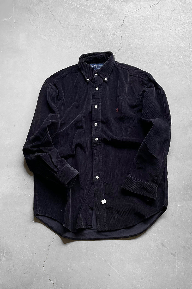 90'S L/S BD CORDUROY SHIRT / NAVY [SIZE: M USED]