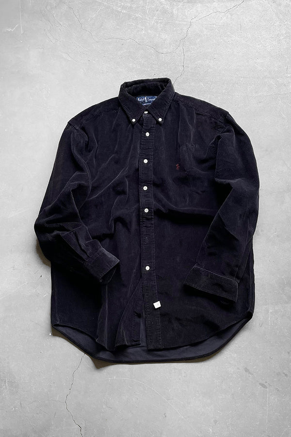 90'S L/S BD CORDUROY SHIRT / NAVY [SIZE: M USED]