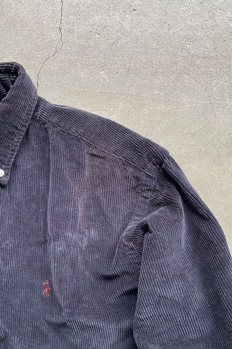 90'S L/S BD CORDUROY SHIRT / NAVY [SIZE: M USED]
