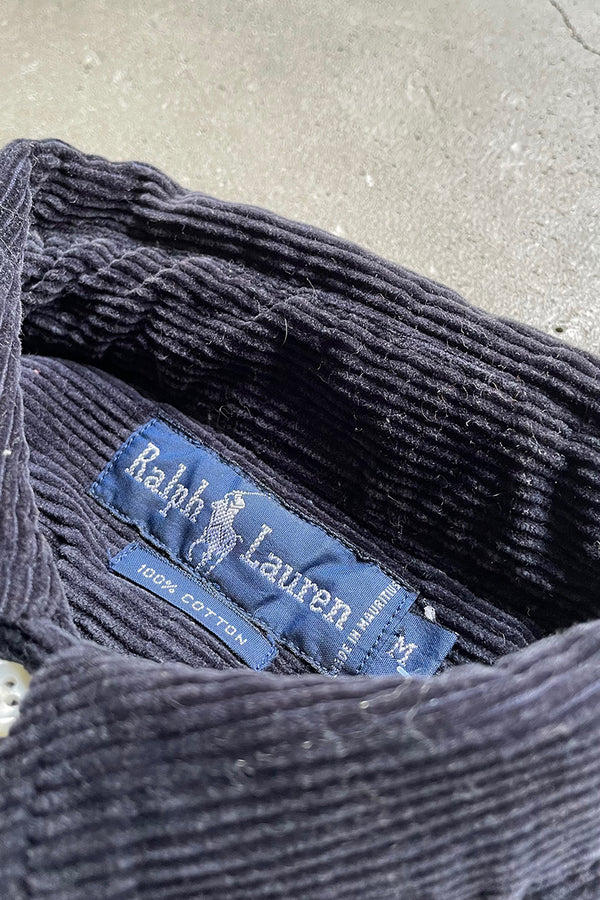 90'S L/S BD CORDUROY SHIRT / NAVY [SIZE: M USED]