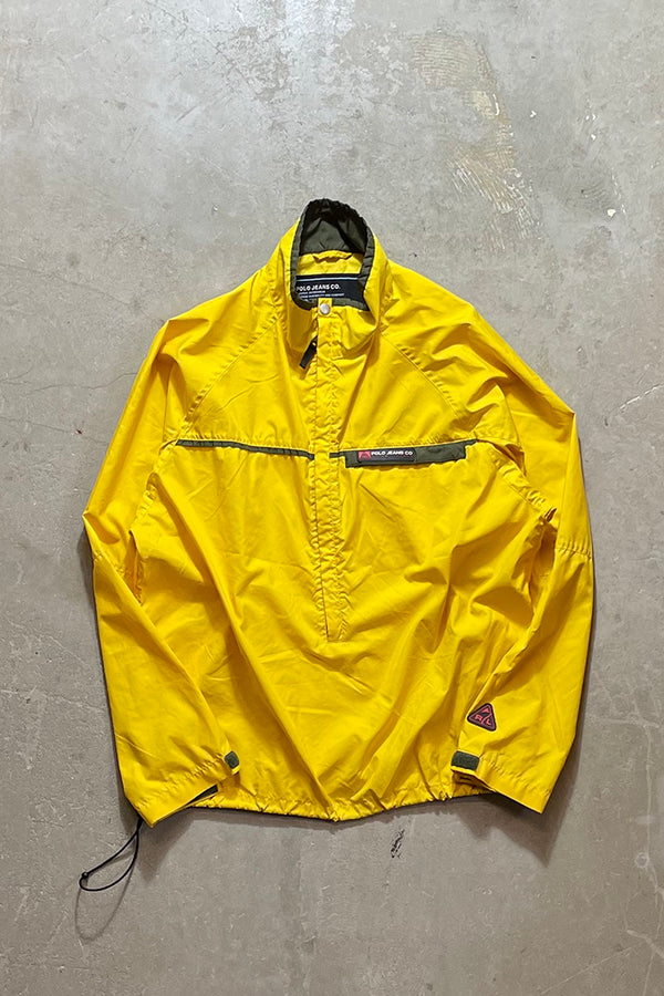 90'S PULLOVER HALF ZIP NYLON JACKET / YELLOW [SIZE: L USED]