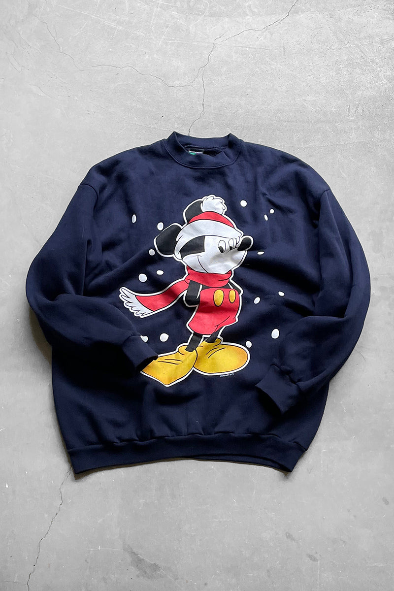 MADE IN USA 90'S MICKEY PRINT SWEATSHIRT / BLACK [SIZE: XL USED]