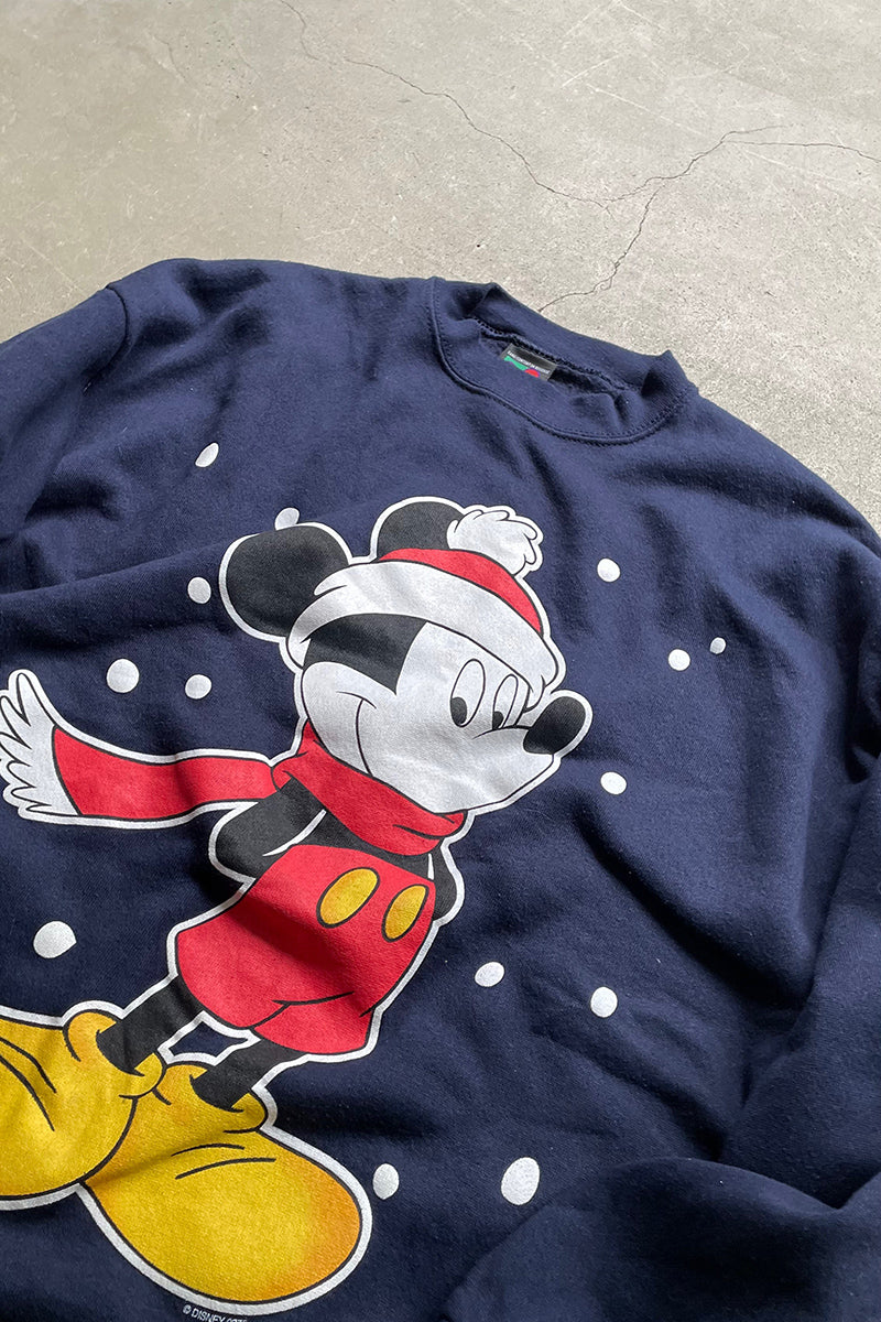 MADE IN USA 90'S MICKEY PRINT SWEATSHIRT / BLACK [SIZE: XL USED]