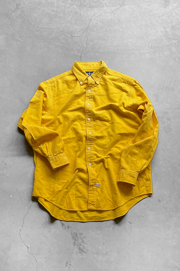 90'S BD COTTON SHIRT / YELLOW [SIZE: L USED]