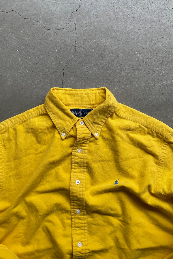 90'S BD COTTON SHIRT / YELLOW [SIZE: L USED]
