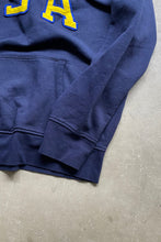 画像をギャラリービューアに読み込む, 90&#39;S EXCLUSIVE OF DECORATION HOODIE SWEATSHIRT / NAVY [SIZE: XL USED]
