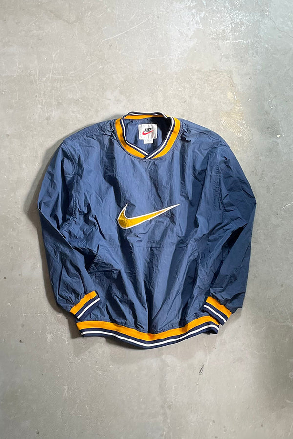 90'S V-NECK PULL-OVER NYLON JACKET / NAVY	[SIZE: 2XL USED]