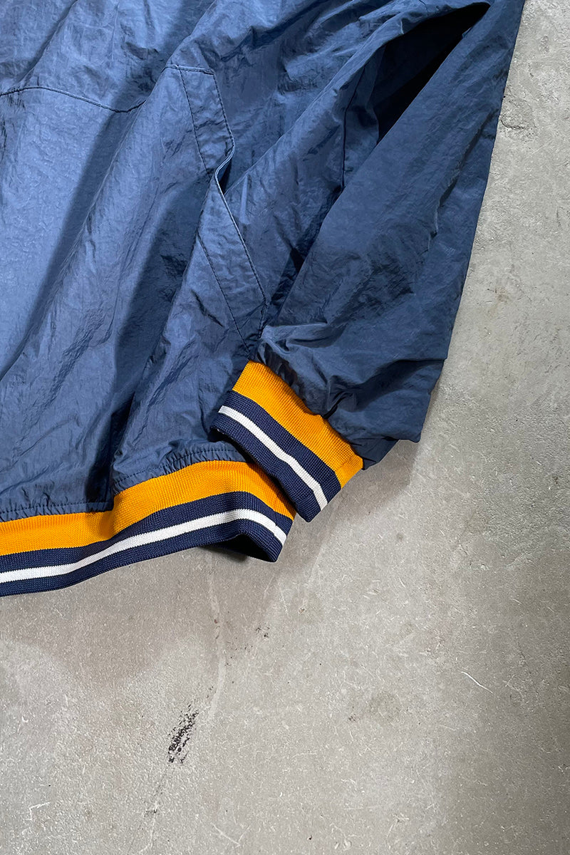 90'S V-NECK PULL-OVER NYLON JACKET / NAVY	[SIZE: 2XL USED]
