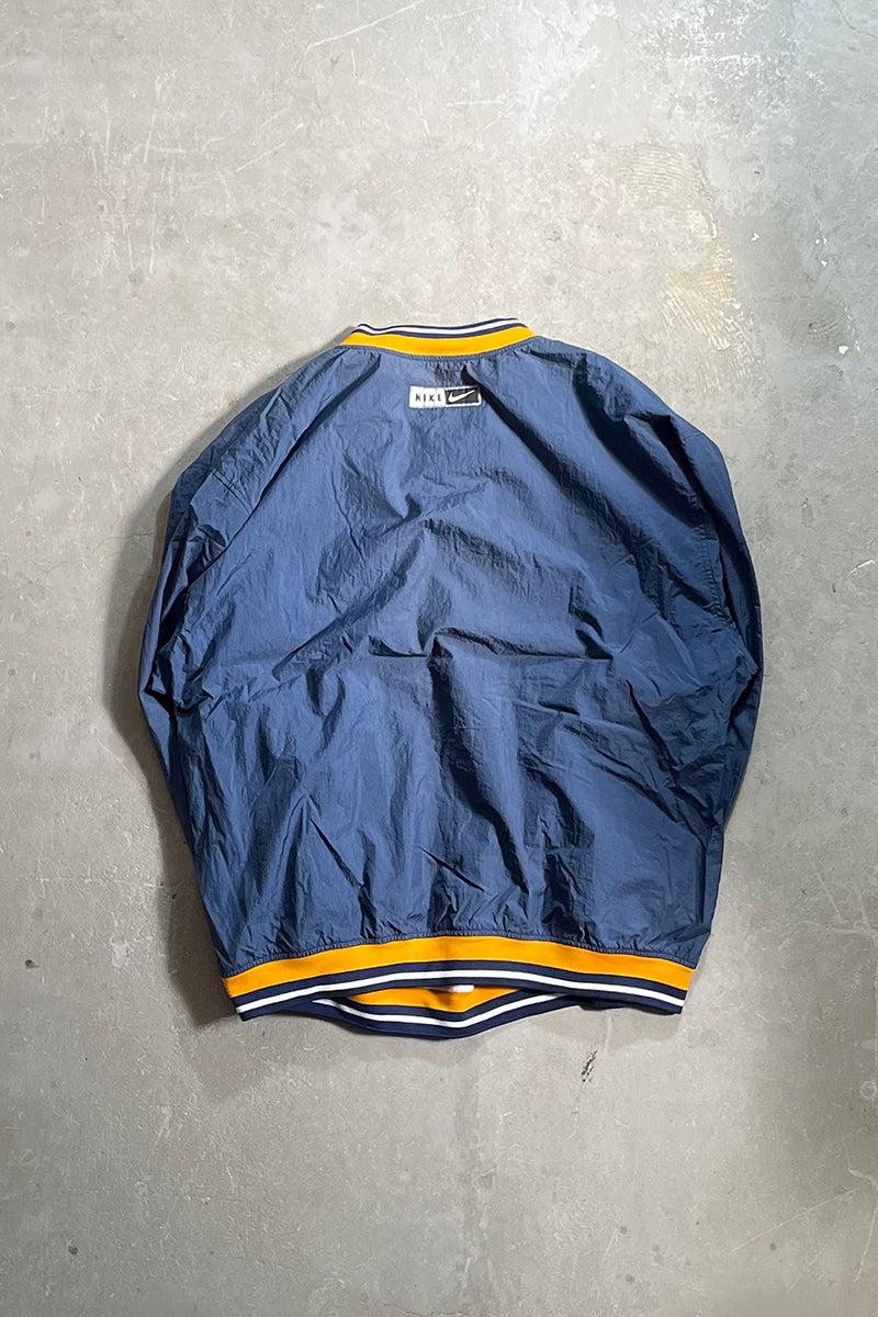 90'S V-NECK PULL-OVER NYLON JACKET / NAVY	[SIZE: 2XL USED]