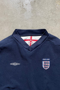 Y2K EARLY 00'S ENGLAND NATIONAL TEAM PULLOVER FLEECE SHIRT / NAVY [SIZE: L USED]