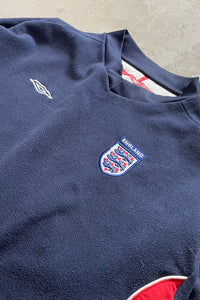 Y2K EARLY 00'S ENGLAND NATIONAL TEAM PULLOVER FLEECE SHIRT / NAVY [SIZE: L USED]