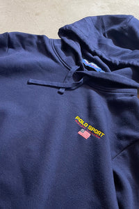 LOGO SWEAT FOODIE / NAVY [SIZE: M USED]