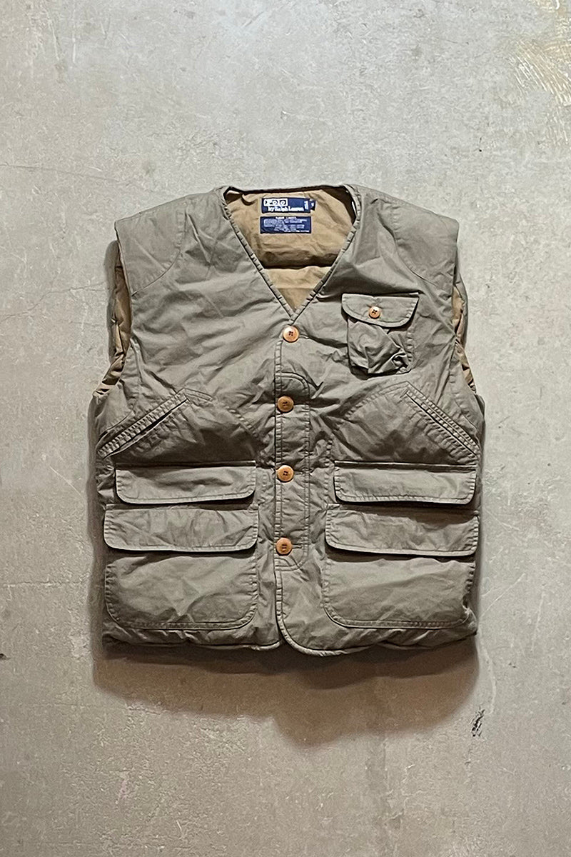 90s DOWN HUNTING PUFF VEST / KHAKI [SIZE: S USED]