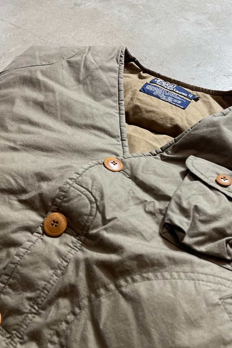 90s DOWN HUNTING PUFF VEST / KHAKI [SIZE: S USED]