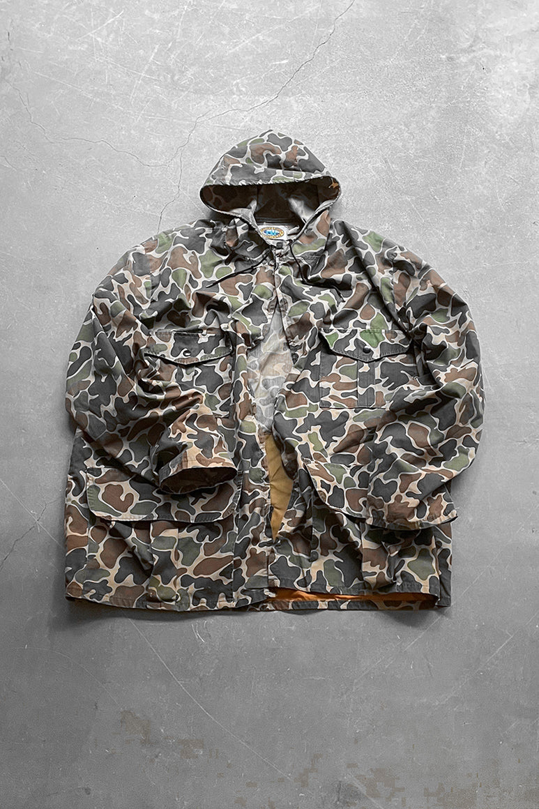 MADE IN USA 80'S DUCK HUNTER CAMO HANTING JACKET / CAMO [SIZE: L USED]