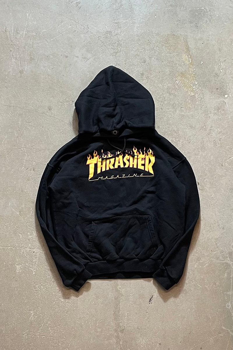 FIRE LOGO SWEAT HOODIE USA Model / BLACK [SIZE: M USED]