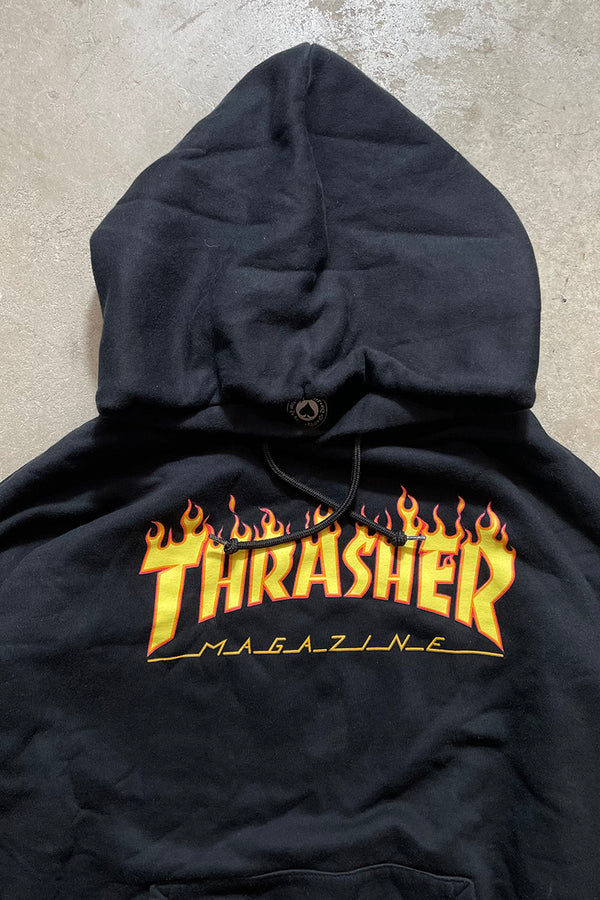FIRE LOGO SWEAT HOODIE USA Model / BLACK [SIZE: M USED]