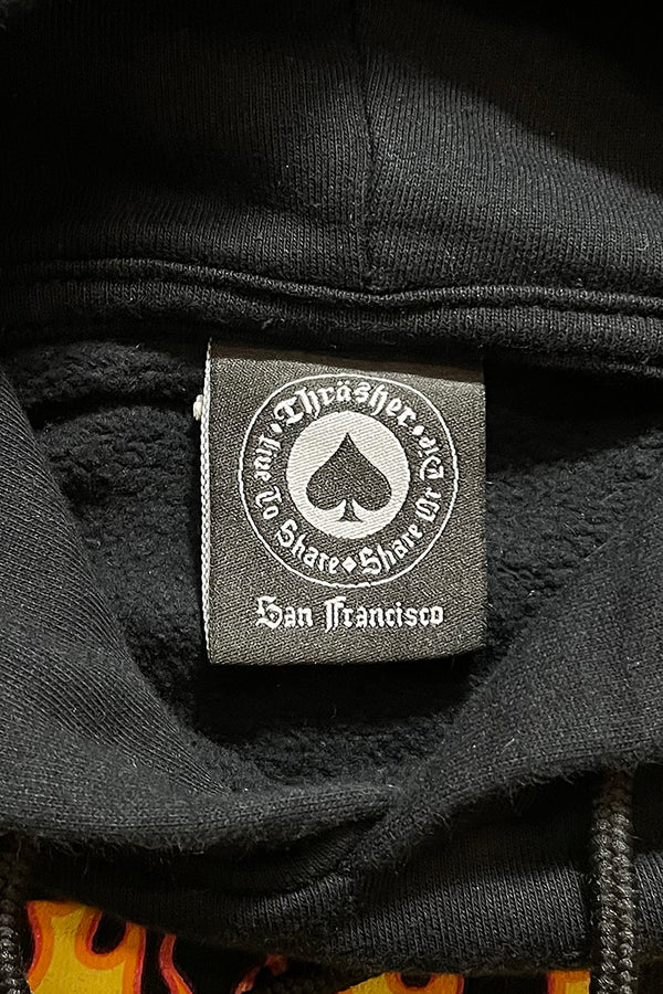 FIRE LOGO SWEAT HOODIE USA Model / BLACK [SIZE: M USED]