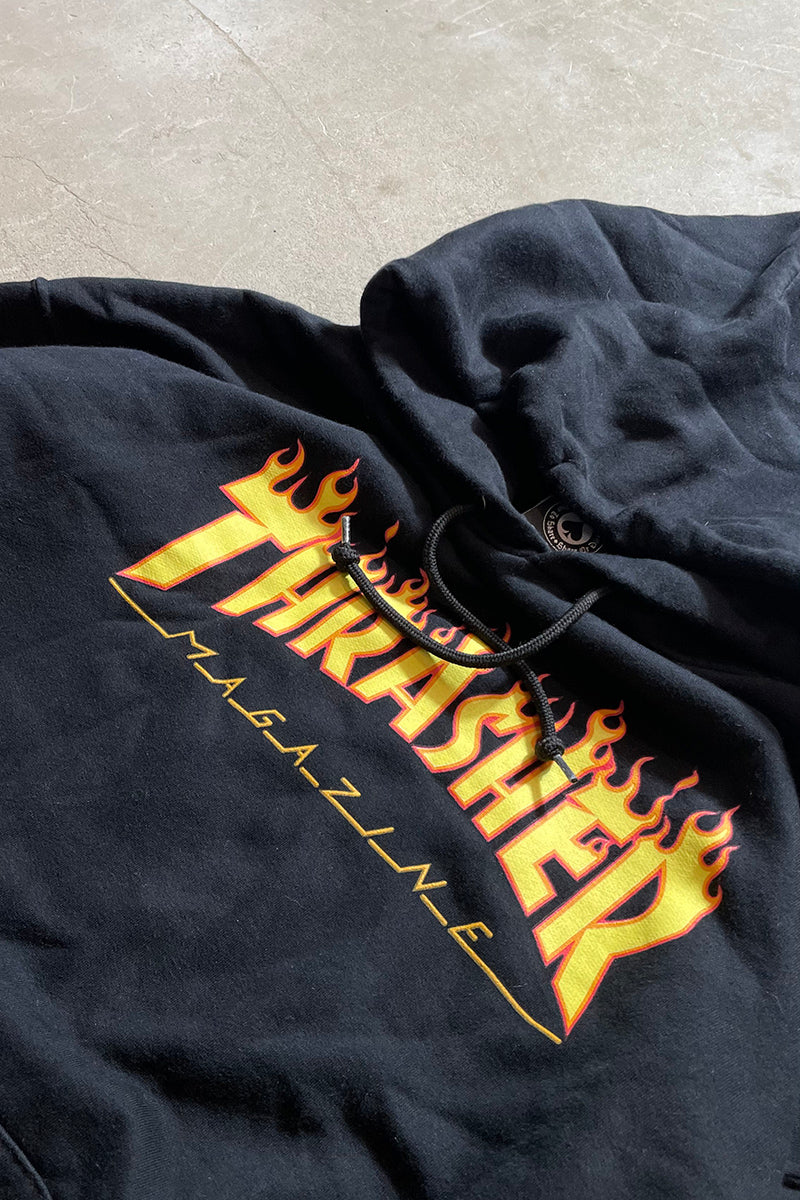 FIRE LOGO SWEAT HOODIE USA Model / BLACK [SIZE: M USED]