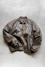 画像をギャラリービューアに読み込む, 90&#39;S LEATHER ZIP UP JACKET / BROWN [SIZE: M USED]
