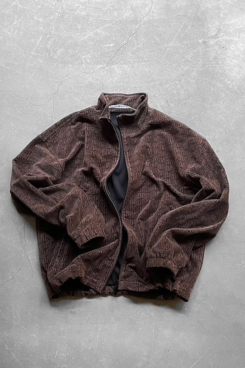 MONOGRAM VELOUR ZIP JACKET / BROWN [SIZE: M USED]