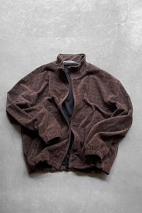 MONOGRAM VELOUR ZIP JACKET / BROWN [SIZE: M USED]
