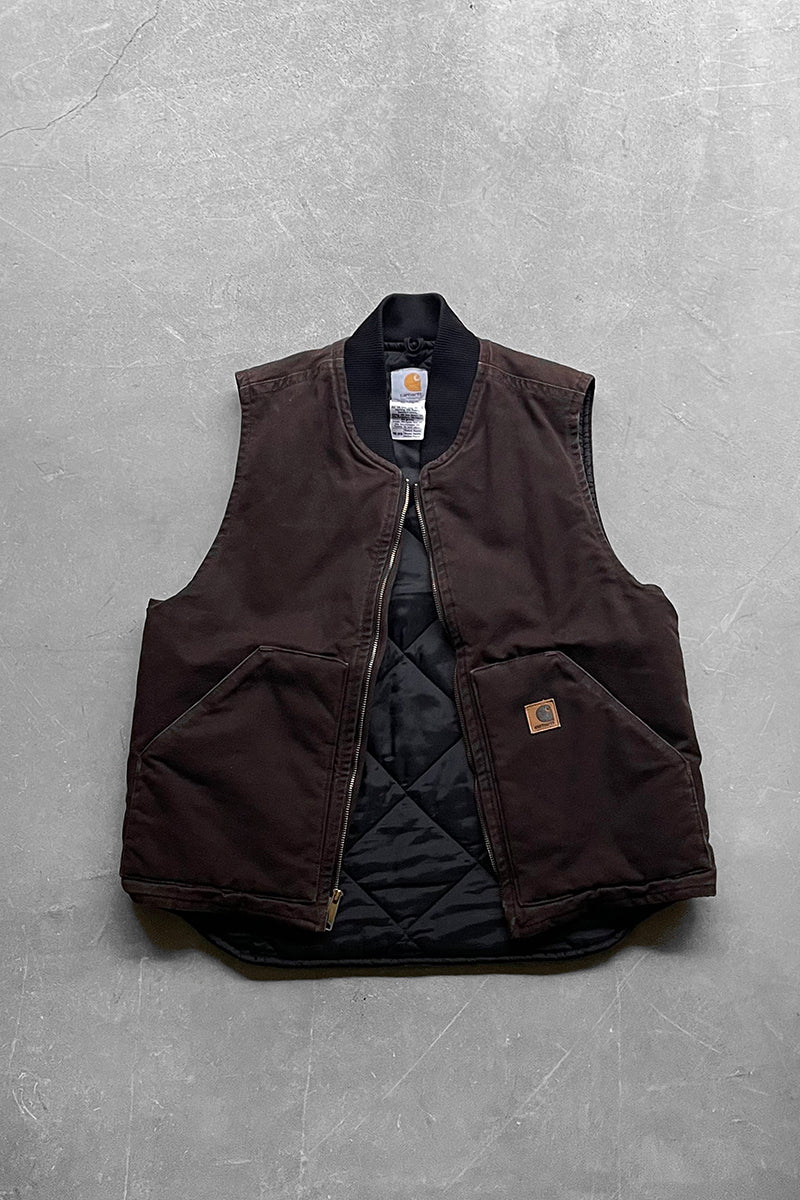 MADE IN USA Y2K 05'S DUCK VEST / BROWN [SIZE: M USED]