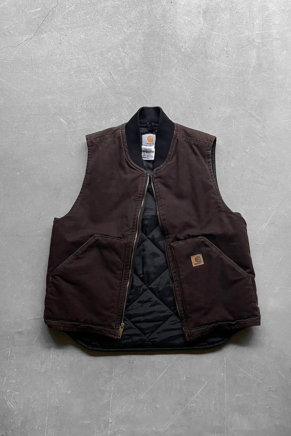 MADE IN USA Y2K 05'S DUCK VEST / BROWN [SIZE: M USED]