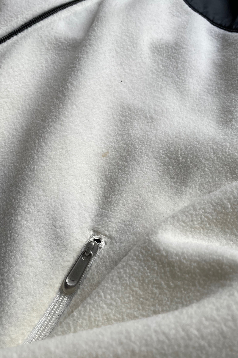 Y2K EARLY 00'S ZIP FLEECE JACKET / WHITE [SIZE: XL USED]