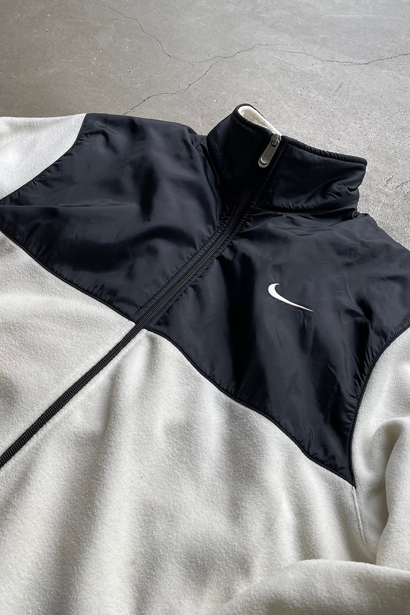 Y2K EARLY 00'S ZIP FLEECE JACKET / WHITE [SIZE: XL USED]