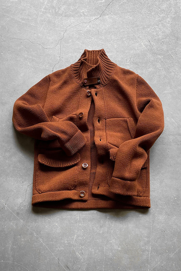 MADE IN ITALY Y2K EARLY 00'S KNIT JACKET / BROWN [SIZE: 50 USED]