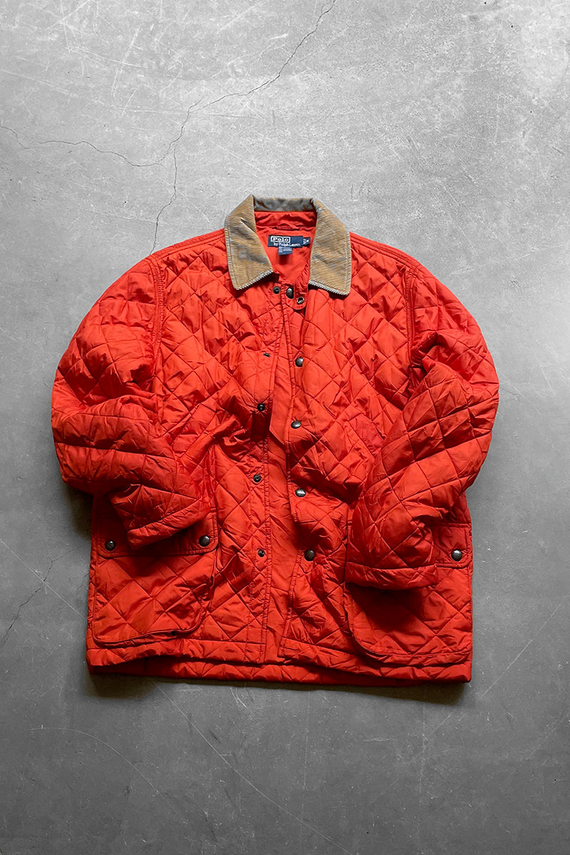 90'S QUILTING PUFF JACKET / ORANGE [SIZE: M USED]