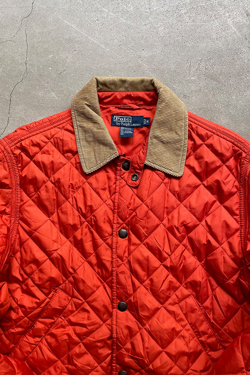 90'S QUILTING PUFF JACKET / ORANGE [SIZE: M USED]