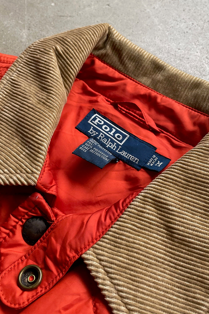 90'S QUILTING PUFF JACKET / ORANGE [SIZE: M USED]