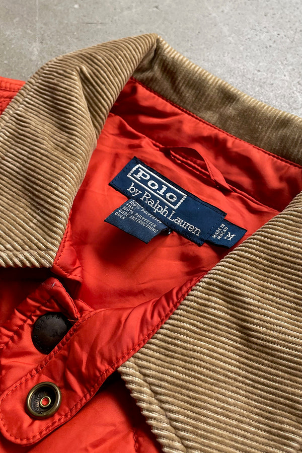 90'S QUILTING PUFF JACKET / ORANGE [SIZE: M USED]
