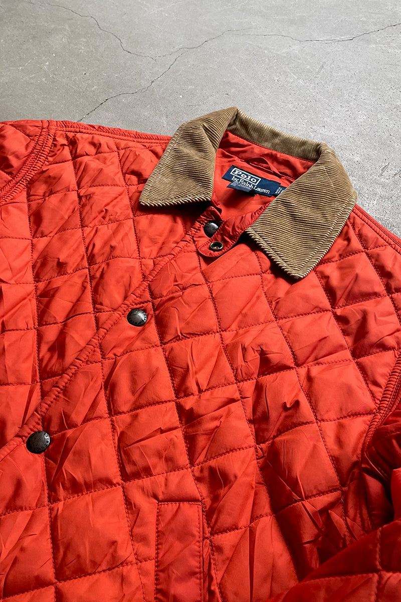 90'S QUILTING PUFF JACKET / ORANGE [SIZE: M USED]