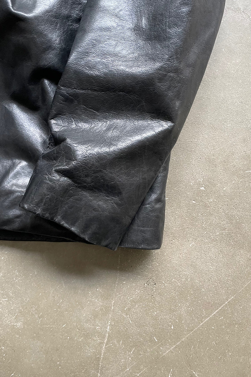 Y2K EARLY 00'S ZIP LEATHER JACKET / BLACK [SIZE: M USED]