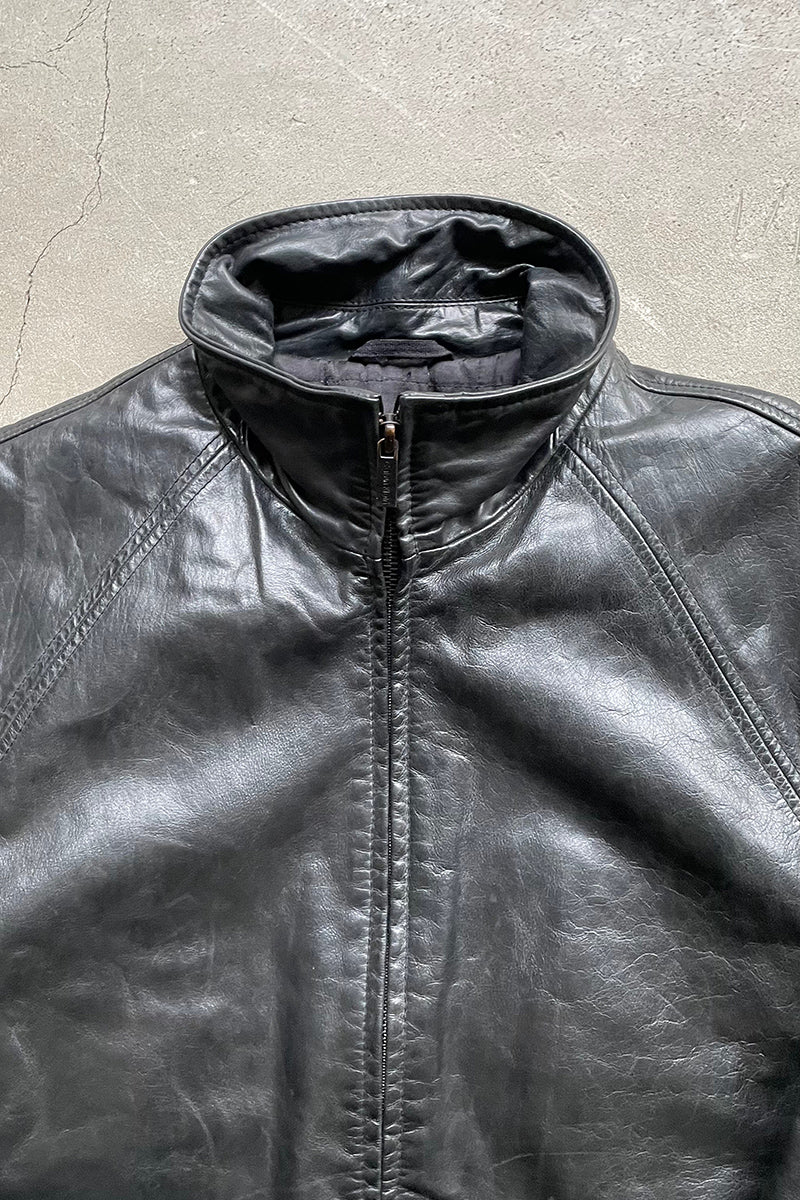 Y2K EARLY 00'S ZIP LEATHER JACKET / BLACK [SIZE: M USED]