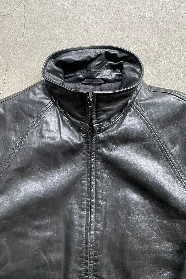 Y2K EARLY 00'S ZIP LEATHER JACKET / BLACK [SIZE: M USED]