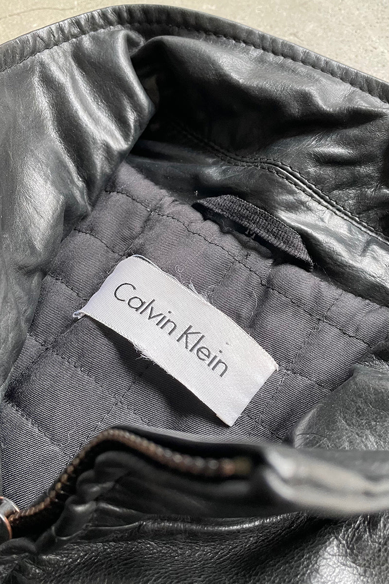 Y2K EARLY 00'S ZIP LEATHER JACKET / BLACK [SIZE: M USED]