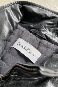 Y2K EARLY 00'S ZIP LEATHER JACKET / BLACK [SIZE: M USED]