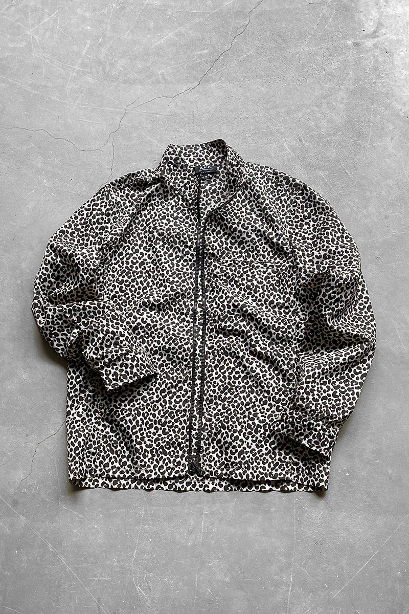 MADE IN ROMANIA LEOPARD ZIP NYLON JACKET / BEIGE [SIZE: M USED]