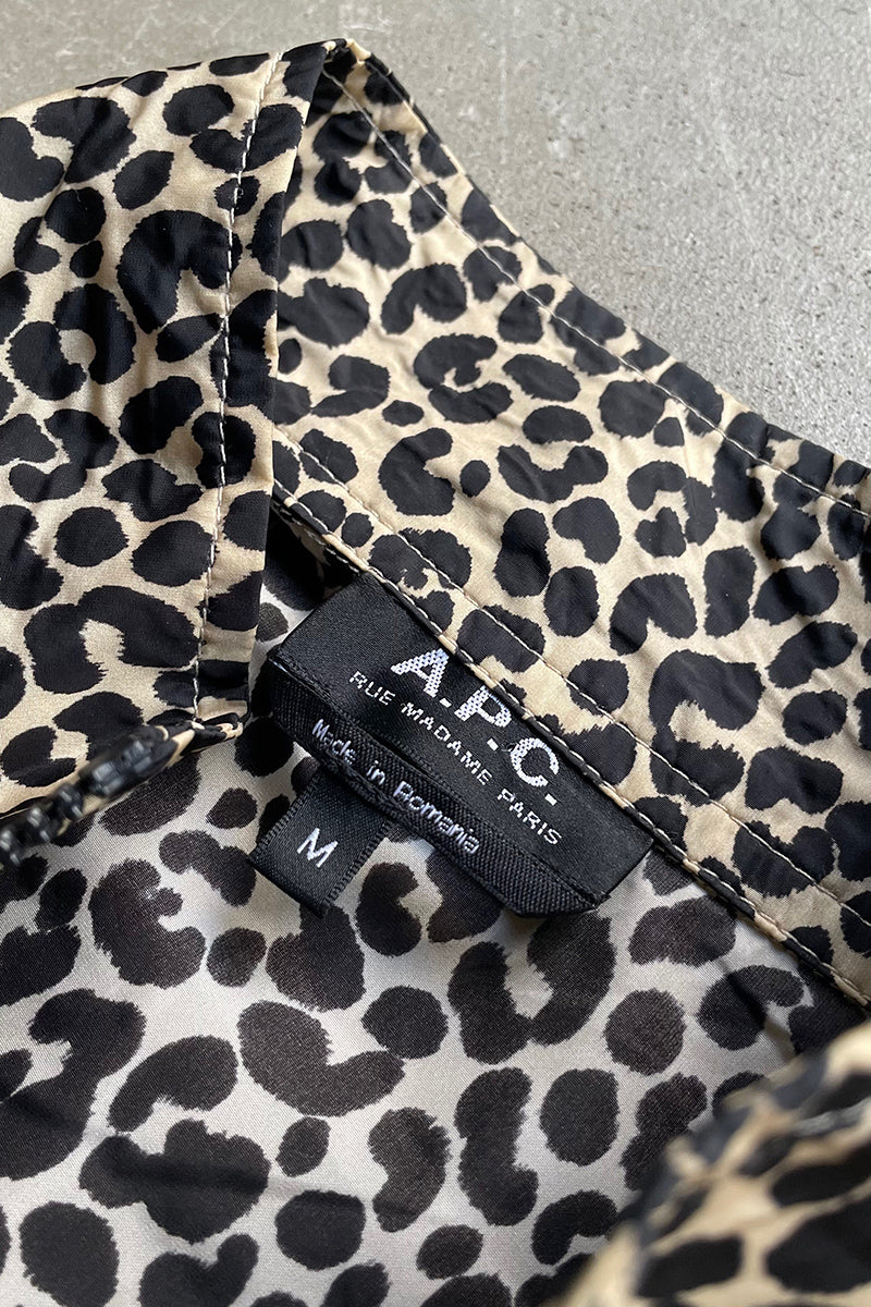 MADE IN ROMANIA LEOPARD ZIP NYLON JACKET / BEIGE [SIZE: M USED]
