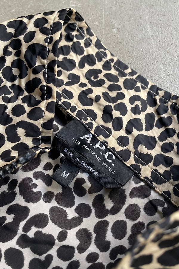 MADE IN ROMANIA LEOPARD ZIP NYLON JACKET / BEIGE [SIZE: M USED]