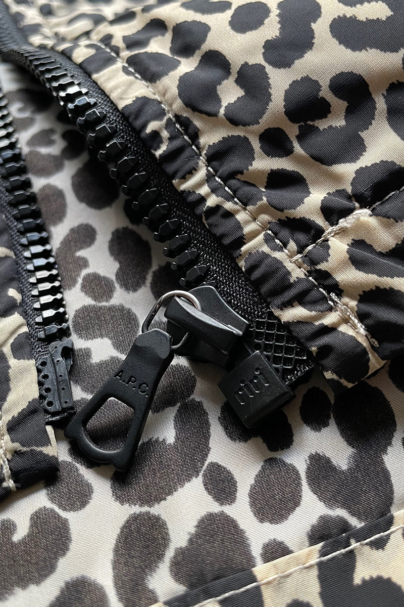 MADE IN ROMANIA LEOPARD ZIP NYLON JACKET / BEIGE [SIZE: M USED]