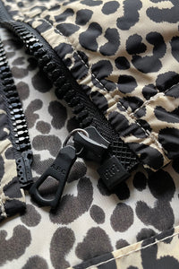 MADE IN ROMANIA LEOPARD ZIP NYLON JACKET / BEIGE [SIZE: M USED]