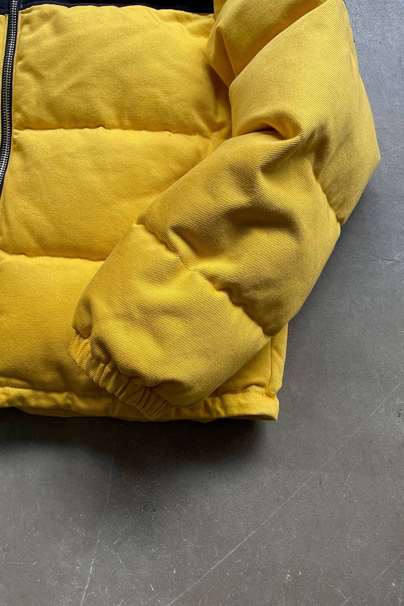 COTTON TWILL HOODIE PUFF JACKET / YELLOW	[SIZE: L USED]
