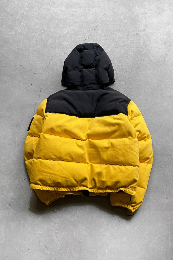 COTTON TWILL HOODIE PUFF JACKET / YELLOW	[SIZE: L USED]