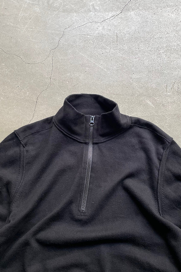 MADE IN CROATIA HALF ZIP COTTON KNIT SWEATER / BLACK [SIZE: M USED]